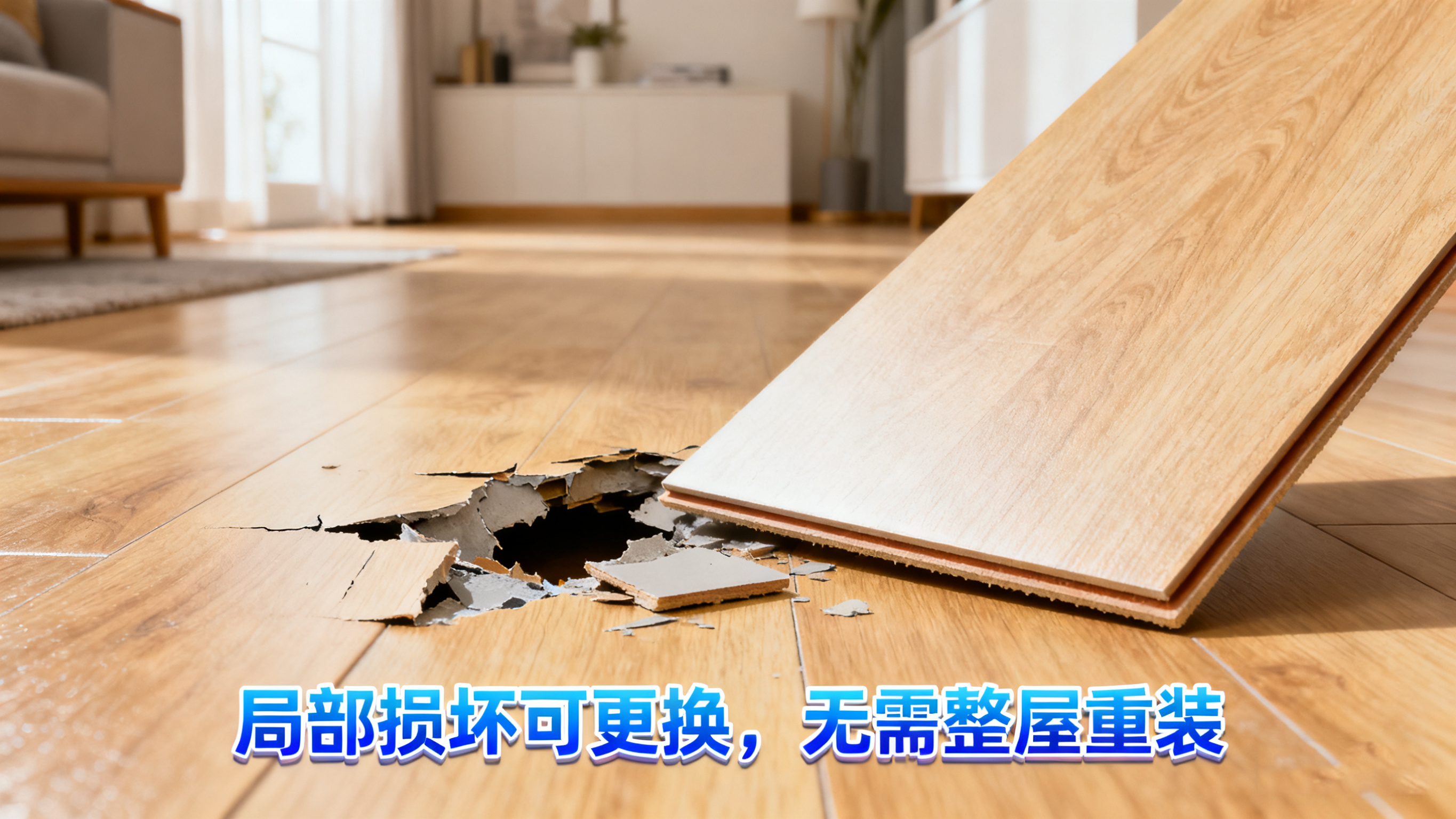 易修复 PVC 地板局部损坏可更换不用整屋重装